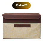 Multipurpose Storage Box with Lid (Pack of 2) | Non-Woven Fabric Dustproof Organizer for Clothes, Books & Toys