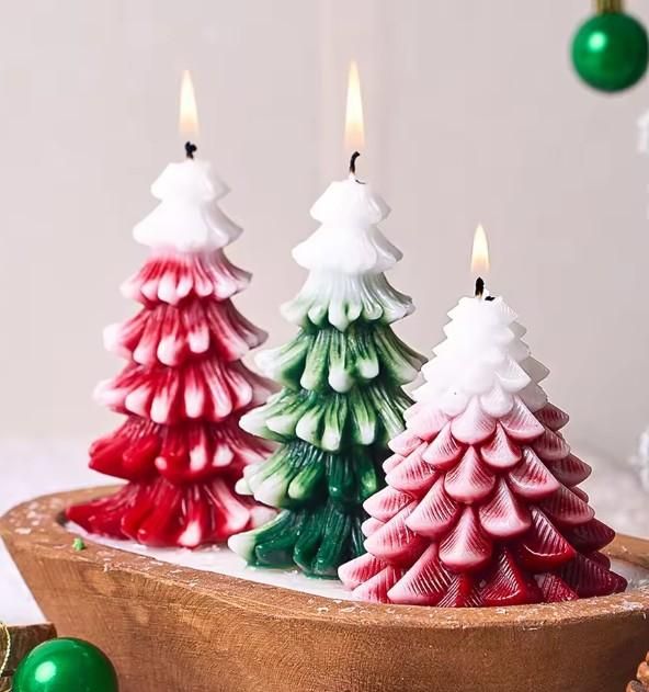 Long Scented Christmas Tree Candle | Natural Wax Festive Decorative Candle