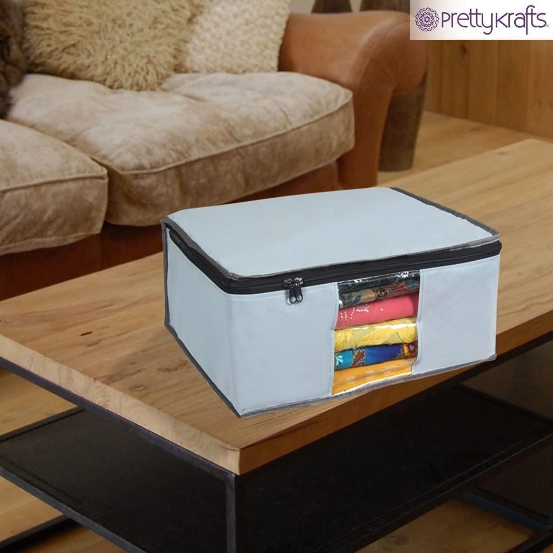 Saree Cover Pack of 6 – Non Woven Wardrobe Storage Bags with Zip & Window