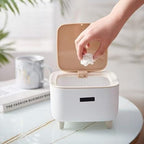 Classy Desktop Push Button Trash Bin | Mini Tabletop Dustbin with Lid