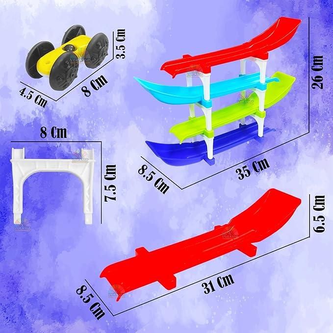 Ramp Racer Multi Level Racing Car Toy Set – 4 Level Track with 4 Mini Cars for Kids