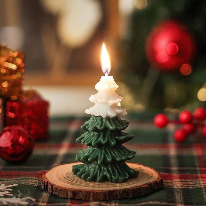 Long Scented Christmas Tree Candle | Natural Wax Festive Decorative Candle
