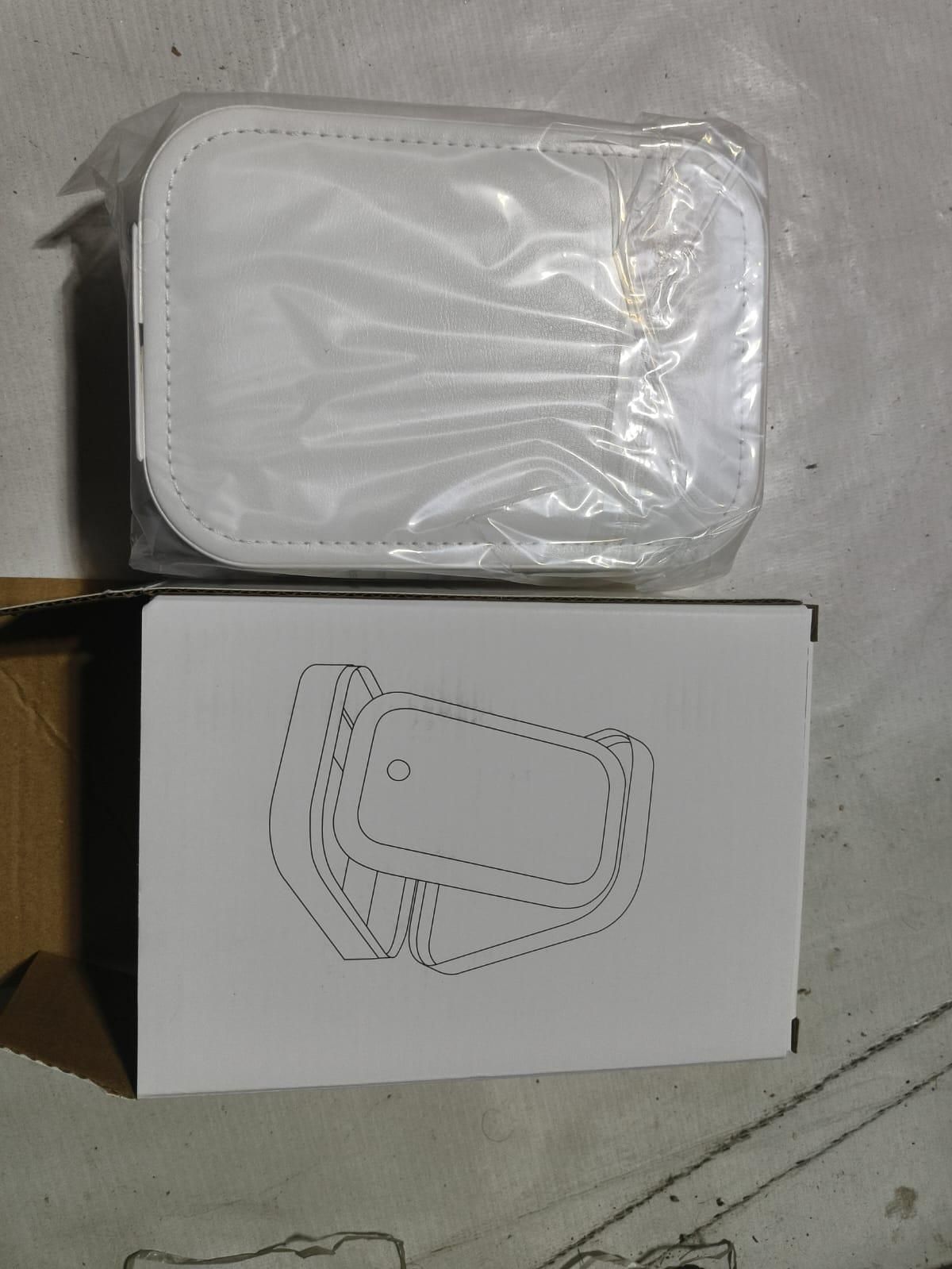 White Jewelry Box with LED Mirror | Leather Organizer for Rings, Necklace & Earrings