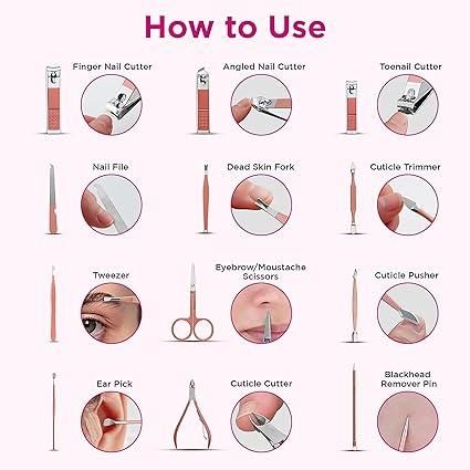 18-in-1 Manicure Pedicure Nail Tool Set for Women – Professional Travel Nail Clipper & Mani-Pedi Kit