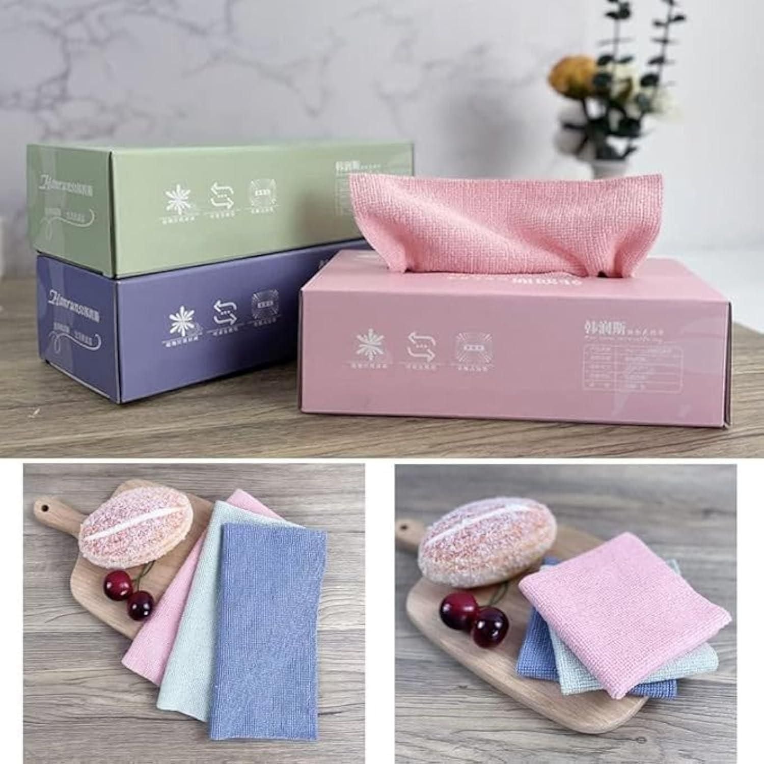Microfiber Cleaning Cloth 20 PCS with Dispenser Box | Reusable Multi-Purpose Cleaning & Drying Wipes for Home, Kitchen & Office