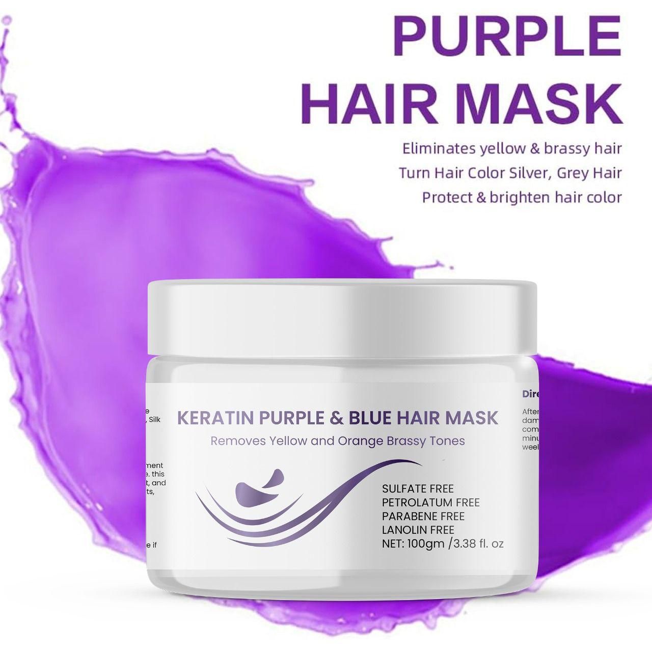 Keratin Purple & Blue Hair Mask 100g – Deep Repair, Anti-Brass Toning & Smooth Frizz-Free Hair Treatment