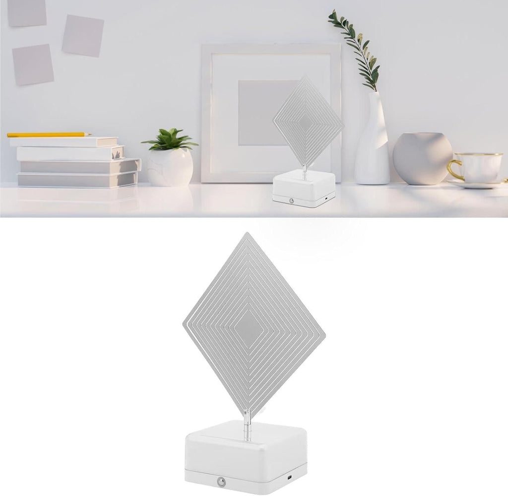 3D 360 Rotating Square Night Light with Remote | Decorative LED Lamp