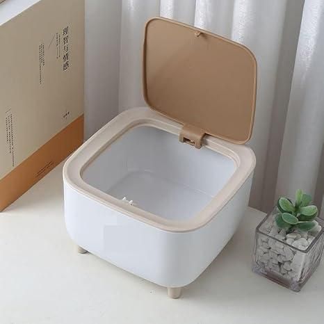 Classy Desktop Push Button Trash Bin | Mini Tabletop Dustbin with Lid