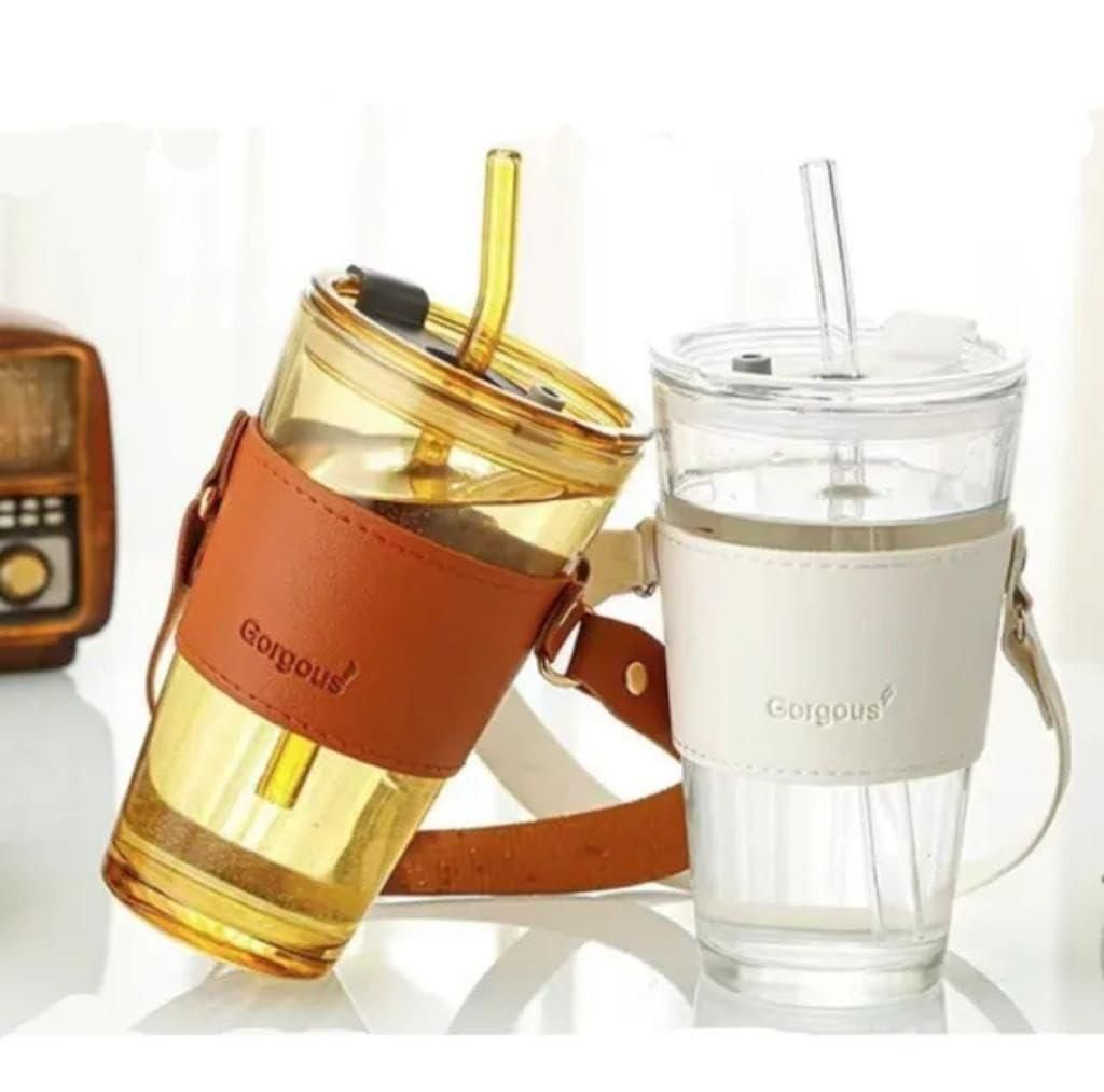 Glass Tumbler with Glass Straw & Lid | Reusable Drinking Cup