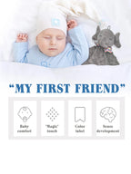 Elephant Baby Comforter Blanket Soft Plush Security Blanket with Rattle Toy for Newborns and Toddlers