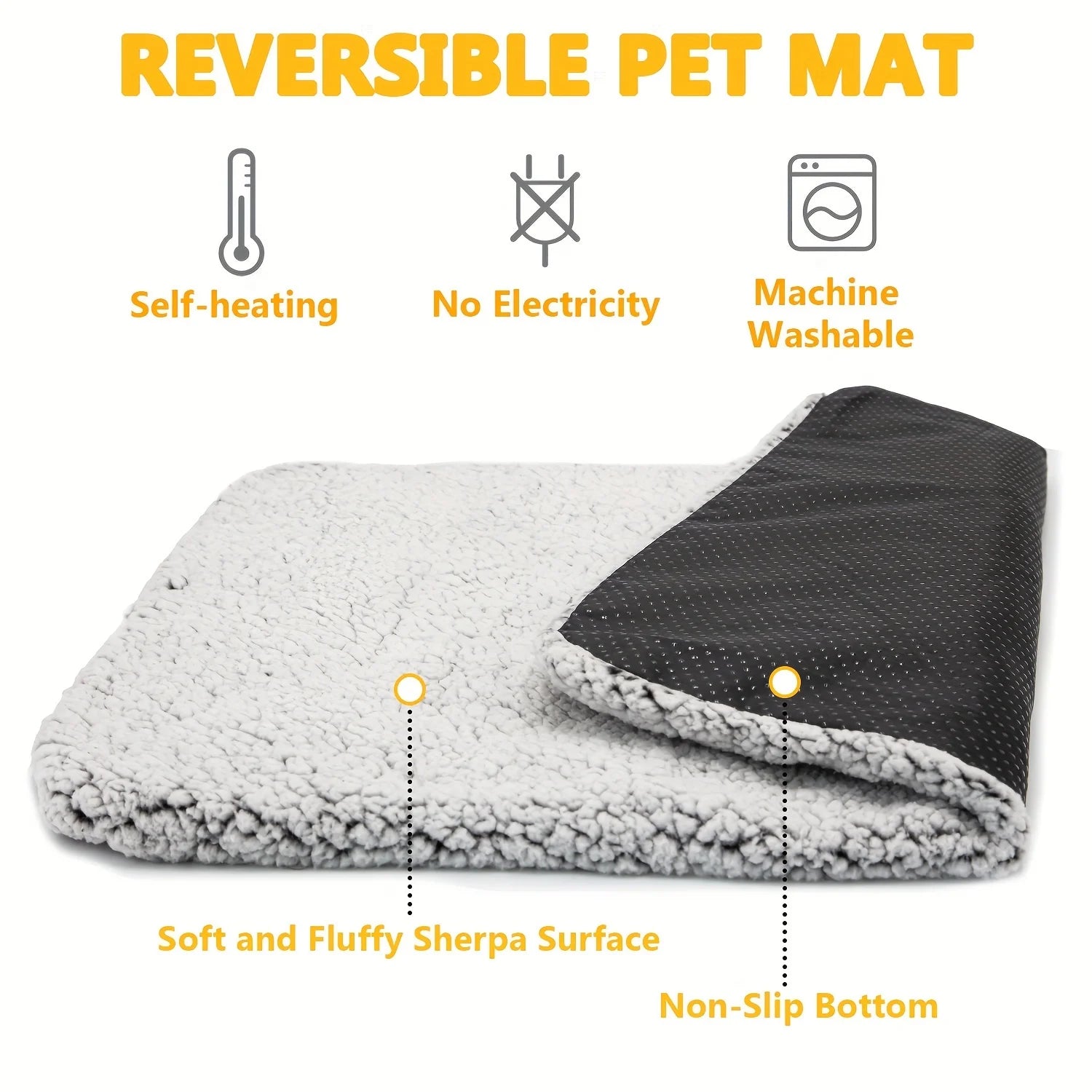 Self-Heating Pet Pad Blanket for Dogs and Cats | Thermal Heat Reflecting Warm Cushion Sleeping Mat