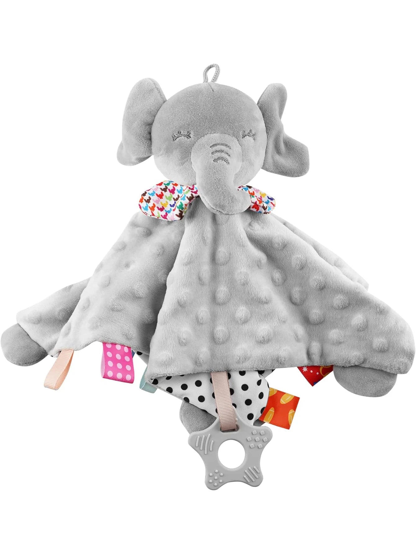 Elephant Baby Comforter Blanket Soft Plush Security Blanket with Rattle Toy for Newborns and Toddlers