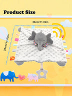 Elephant Baby Comforter Blanket Soft Plush Security Blanket with Rattle Toy for Newborns and Toddlers