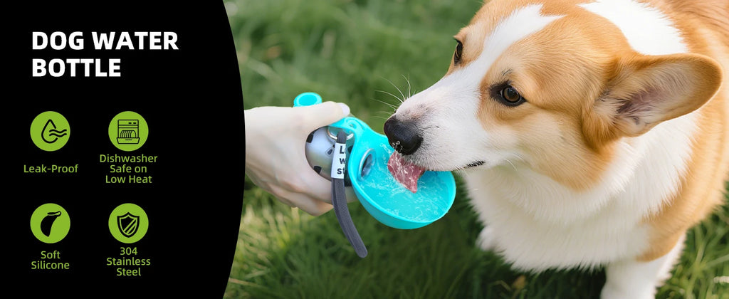 2-in-1 Portable Dog Water Bottle – Leak-Proof Stainless Steel Travel Bottle for Small Dogs
