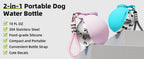2-in-1 Portable Dog Water Bottle – Leak-Proof Stainless Steel Travel Bottle for Small Dogs
