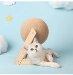 Cat Scratching Ball Toy with Sisal Rope – Wooden Kitten Scratcher for Claw Grinding, Interactive Play & Furniture Protection