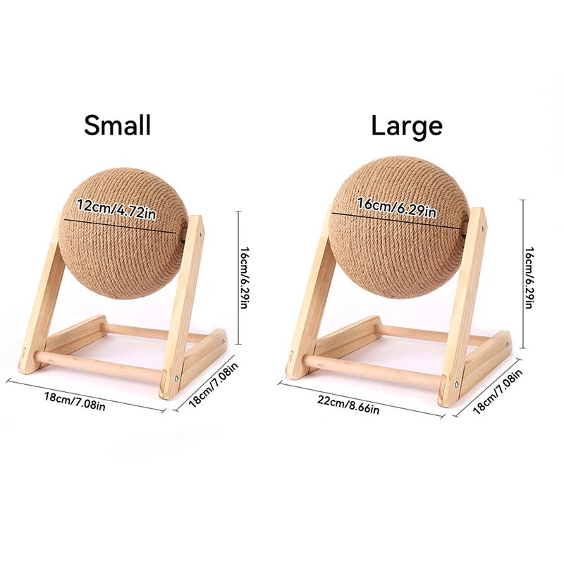 Cat Scratching Ball Toy with Sisal Rope – Wooden Kitten Scratcher for Claw Grinding, Interactive Play & Furniture Protection