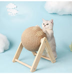 Cat Scratching Ball Toy with Sisal Rope – Wooden Kitten Scratcher for Claw Grinding, Interactive Play & Furniture Protection