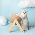 Cat Scratching Ball Toy with Sisal Rope – Wooden Kitten Scratcher for Claw Grinding, Interactive Play & Furniture Protection