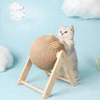 Cat Scratching Ball Toy with Sisal Rope – Wooden Kitten Scratcher for Claw Grinding, Interactive Play & Furniture Protection