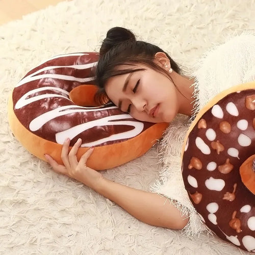 3D Cute Chocolate Donut Pillow – Plush Round Cushion with Memory Foam, Decorative Seat Pad, Sofa & Nap Pillow