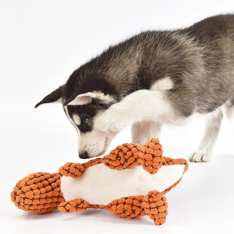 Funny Dinosaur Plush Dog Toy with Squeaker – Soft Corn Wool Chew Toy for Dogs & Cats Training and Play