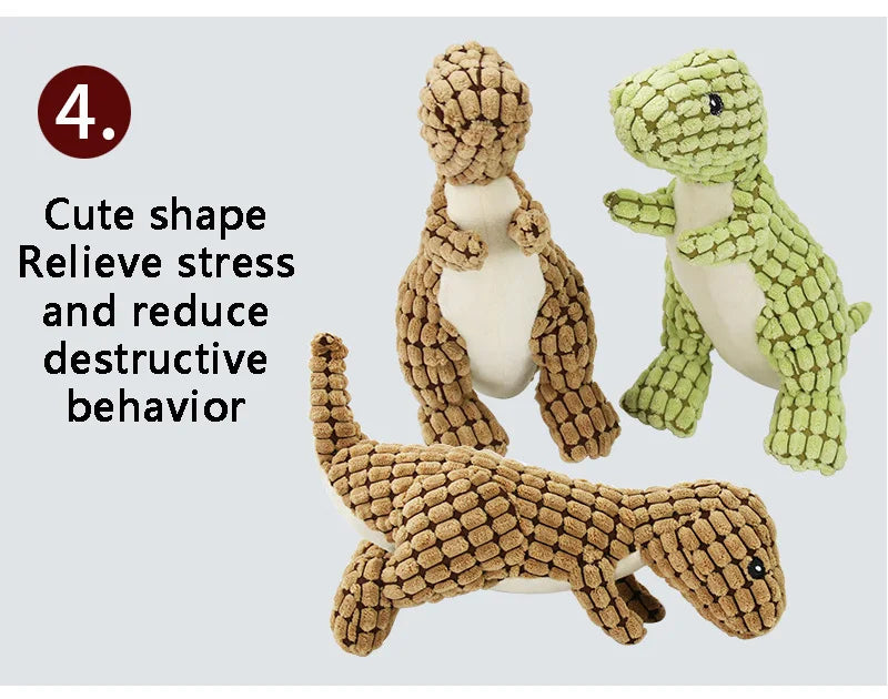 Funny Dinosaur Plush Dog Toy with Squeaker – Soft Corn Wool Chew Toy for Dogs & Cats Training and Play