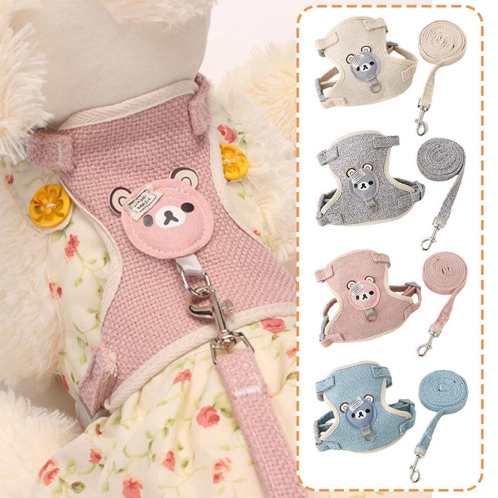 Lovely Small Pet Vest Chest Strap Harness Leash Set – Adjustable Walking Traction Rope for Dogs, Cats and Bunnies