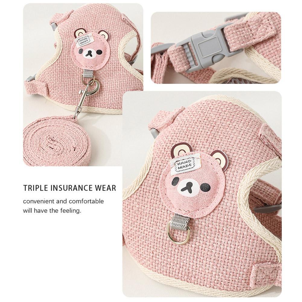 Lovely Small Pet Vest Chest Strap Harness Leash Set – Adjustable Walking Traction Rope for Dogs, Cats and Bunnies