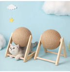 Cat Scratching Ball Toy with Sisal Rope – Wooden Kitten Scratcher for Claw Grinding, Interactive Play & Furniture Protection
