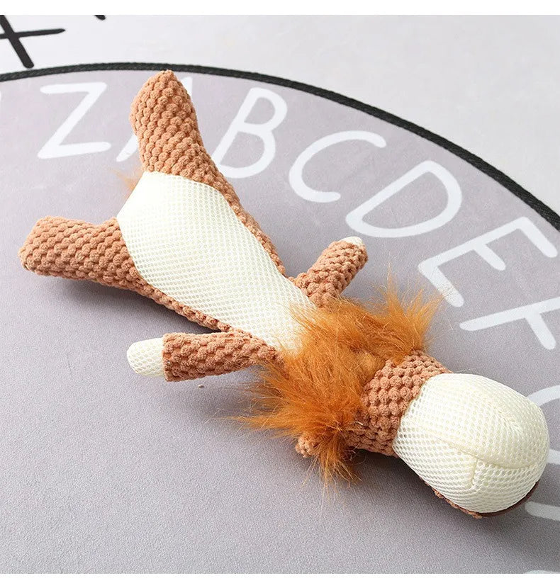 Cartoon Plush Puppy Dog Toy with Squeaker – Soft Chew Toy for Small Dogs Teeth Grinding & Interactive Play