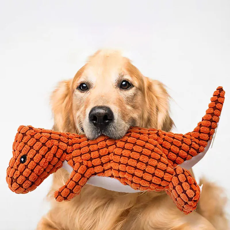 Funny Dinosaur Plush Dog Toy with Squeaker – Soft Corn Wool Chew Toy for Dogs & Cats Training and Play