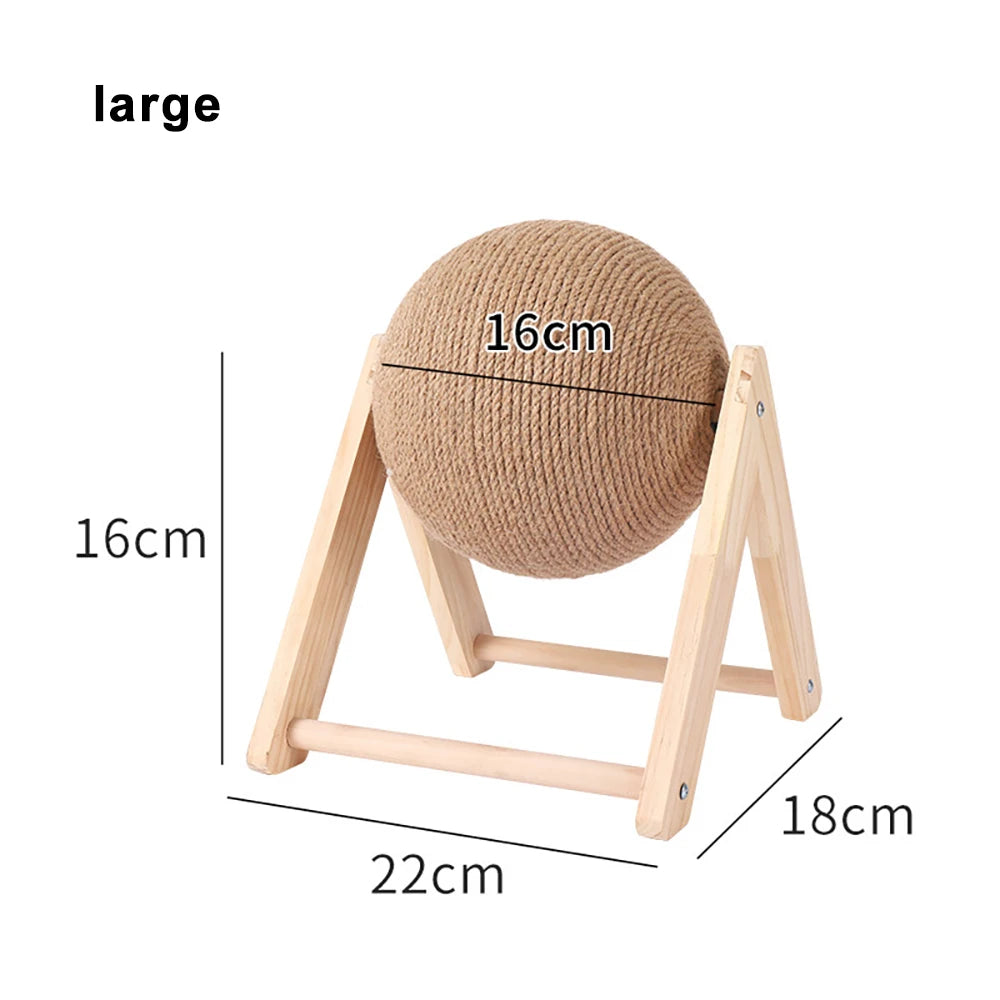 Cat Scratching Ball Toy with Sisal Rope – Wooden Kitten Scratcher for Claw Grinding, Interactive Play & Furniture Protection