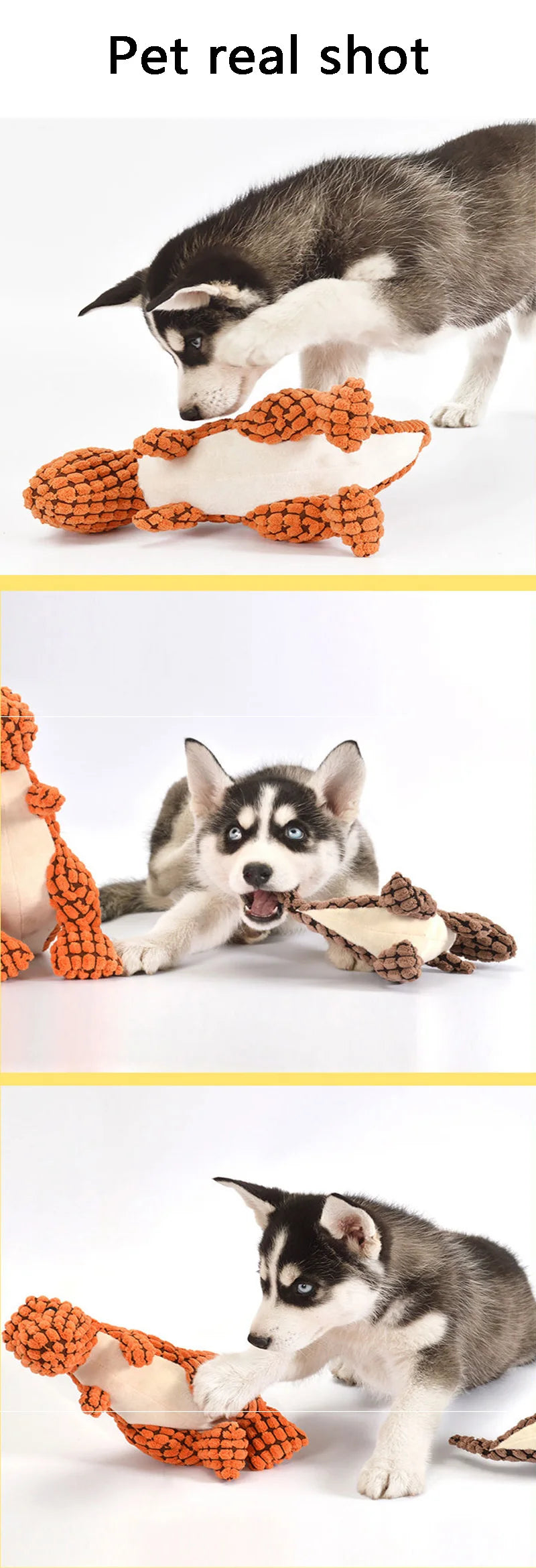 Funny Dinosaur Plush Dog Toy with Squeaker – Soft Corn Wool Chew Toy for Dogs & Cats Training and Play