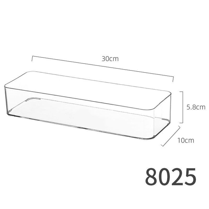 Slim Transparent Storage Box – Narrow Long PET Organizer for Kitchen & Bathroom