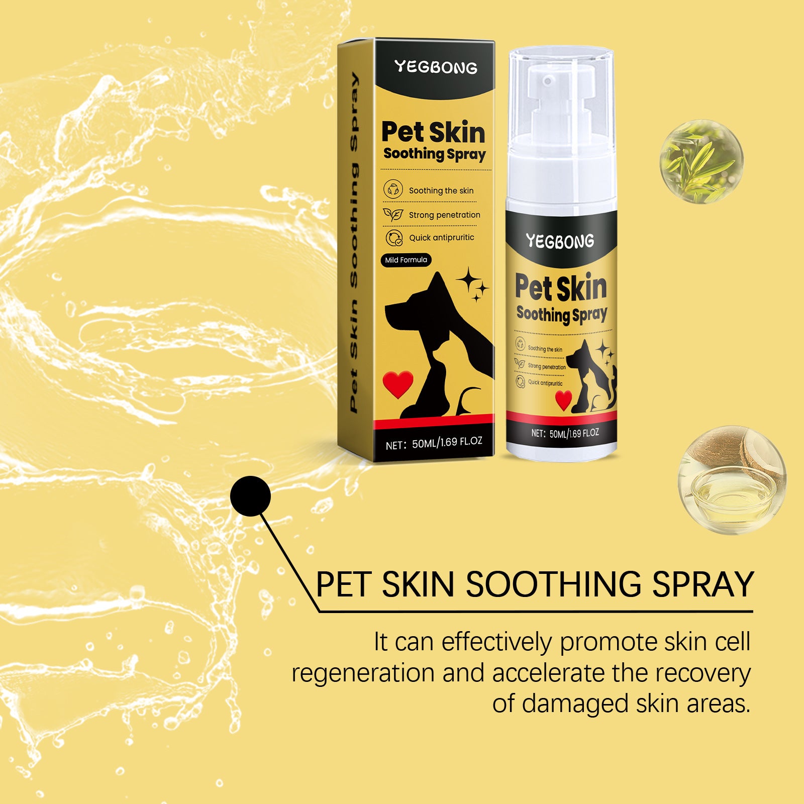 Pet Skin Care Spray 50ml – Soothing Skin Support & Coat Care Spray for Dogs and Cats