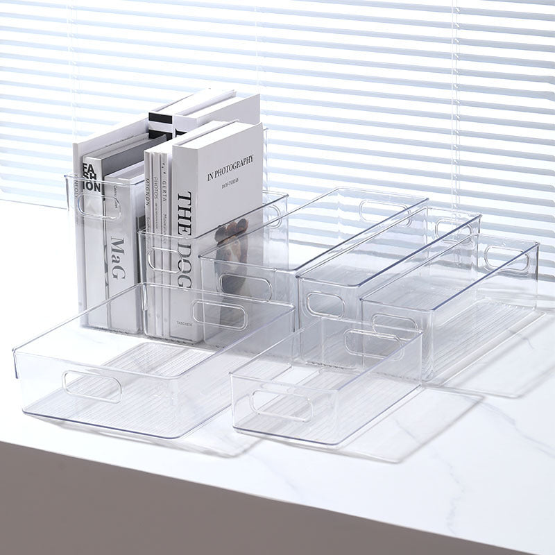 Slim Transparent Storage Box – Narrow Long PET Organizer for Kitchen & Bathroom