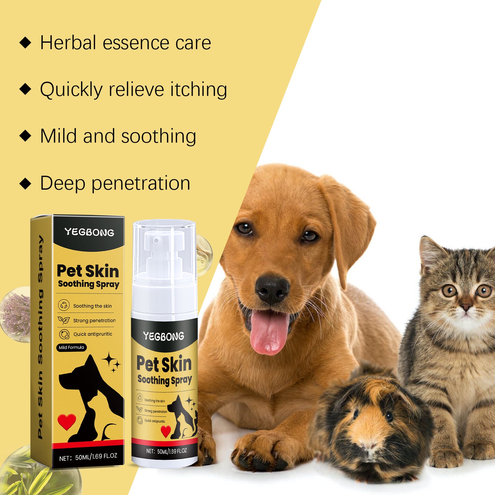 Pet Skin Care Spray 50ml – Soothing Skin Support & Coat Care Spray for Dogs and Cats