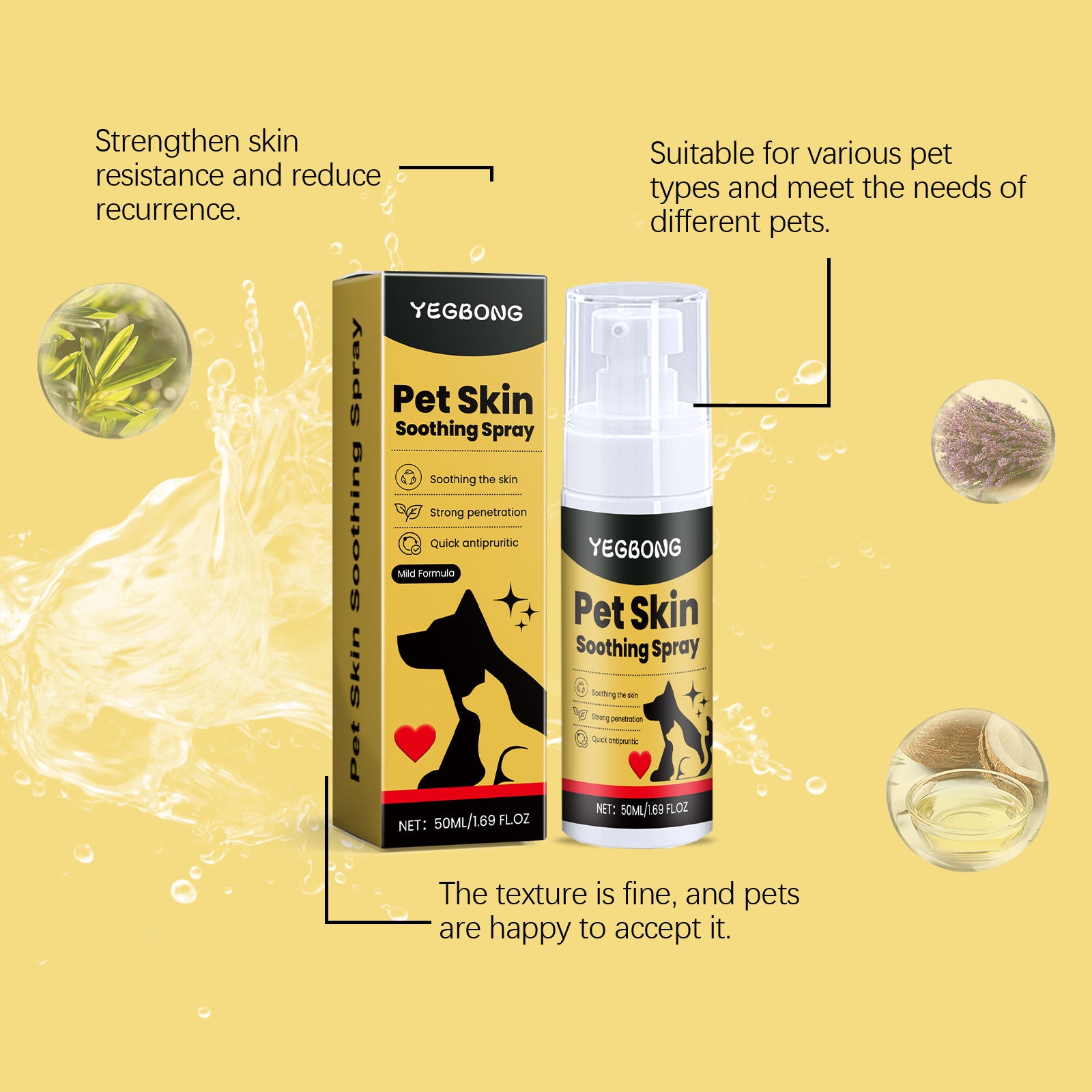 Pet Skin Care Spray 50ml – Soothing Skin Support & Coat Care Spray for Dogs and Cats