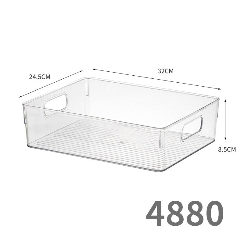 Slim Transparent Storage Box – Narrow Long PET Organizer for Kitchen & Bathroom
