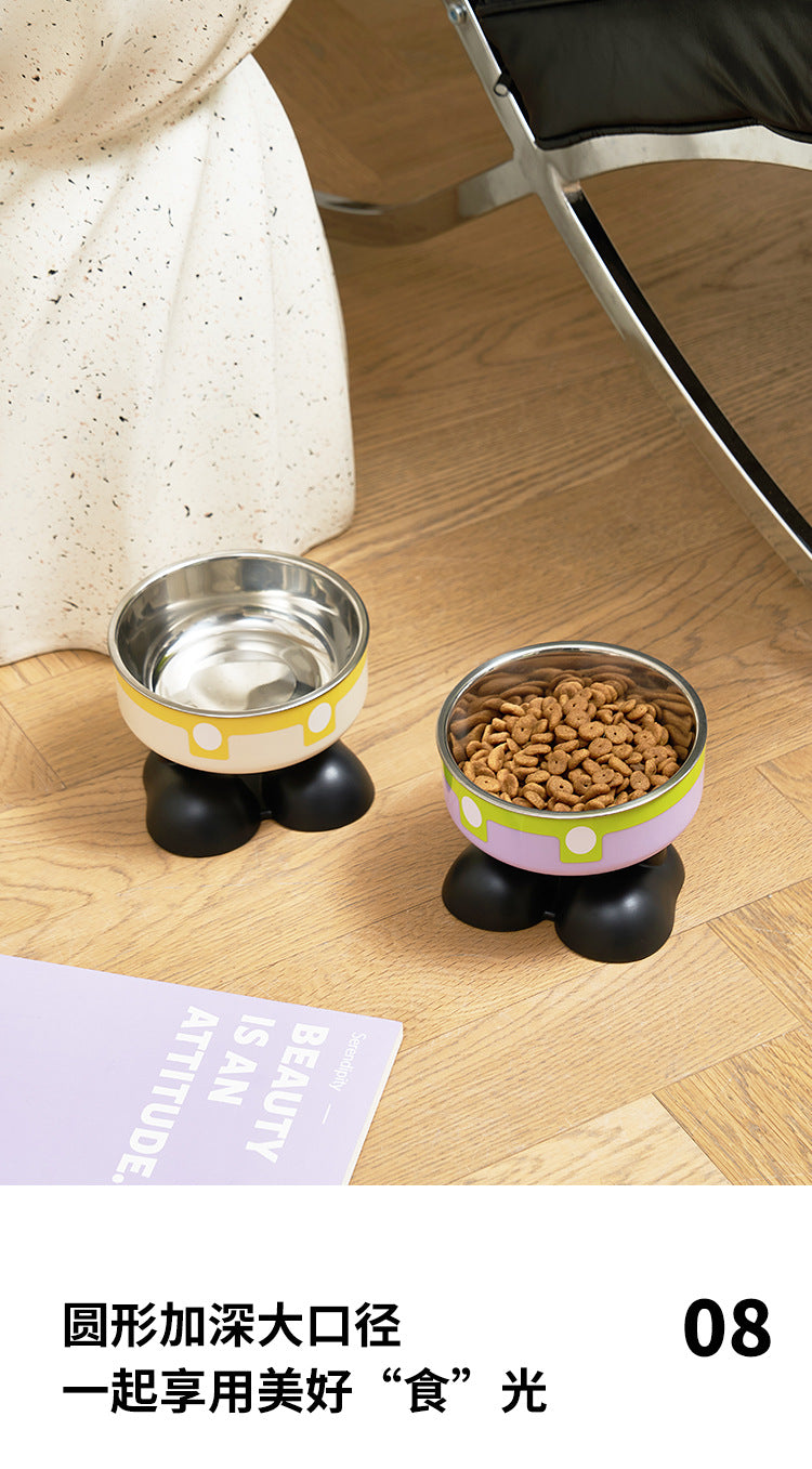 Stainless Steel Cat Bowl with Anti-Slip Base – Elevated Pet Food & Water Bowl