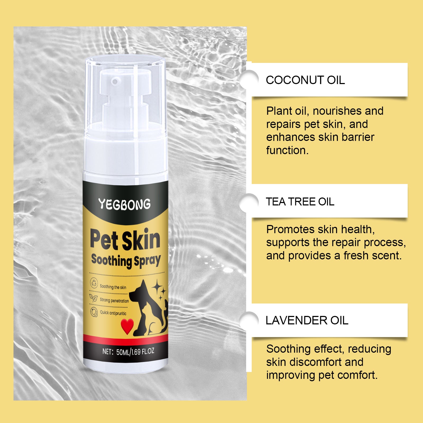 Pet Skin Care Spray 50ml – Soothing Skin Support & Coat Care Spray for Dogs and Cats