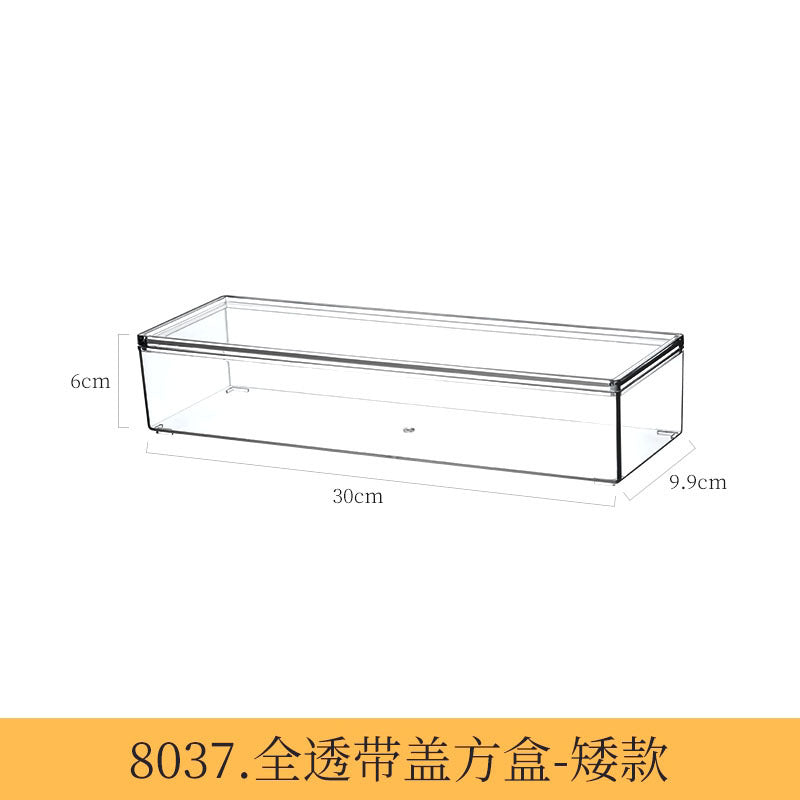 Slim Transparent Storage Box – Narrow Long PET Organizer for Kitchen & Bathroom