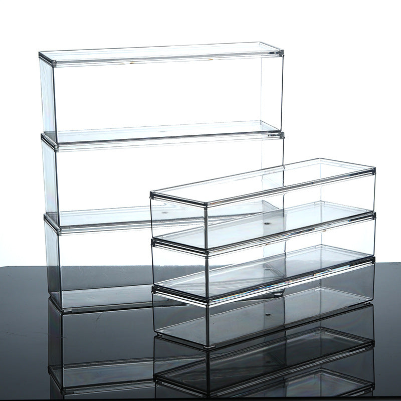 Slim Transparent Storage Box – Narrow Long PET Organizer for Kitchen & Bathroom