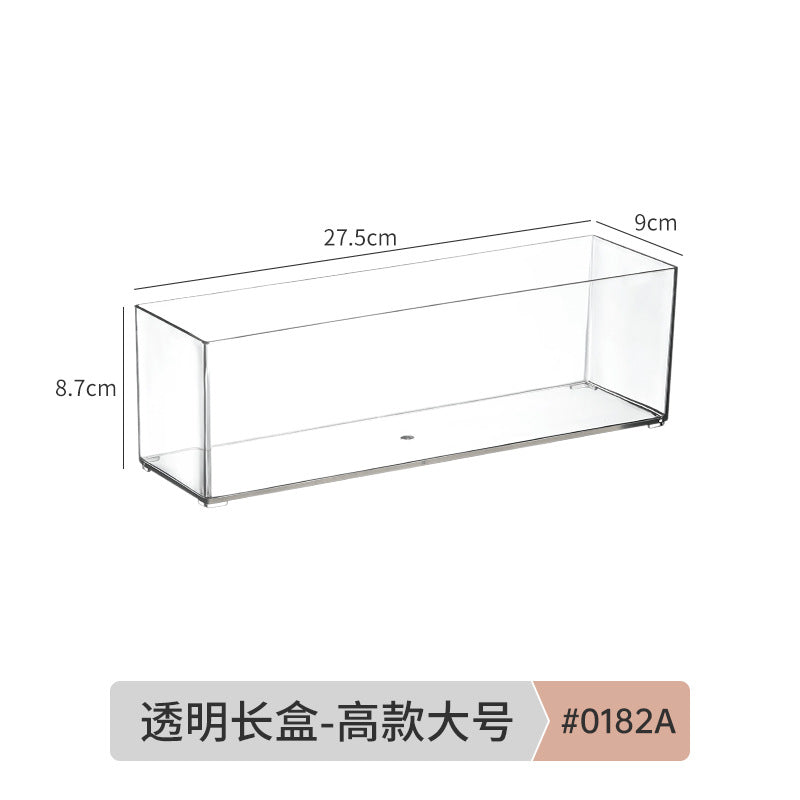 Slim Transparent Storage Box – Narrow Long PET Organizer for Kitchen & Bathroom