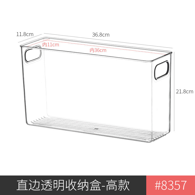 Slim Transparent Storage Box – Narrow Long PET Organizer for Kitchen & Bathroom