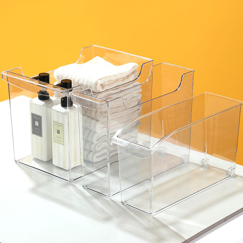 Slim Transparent Storage Box – Narrow Long PET Organizer for Kitchen & Bathroom
