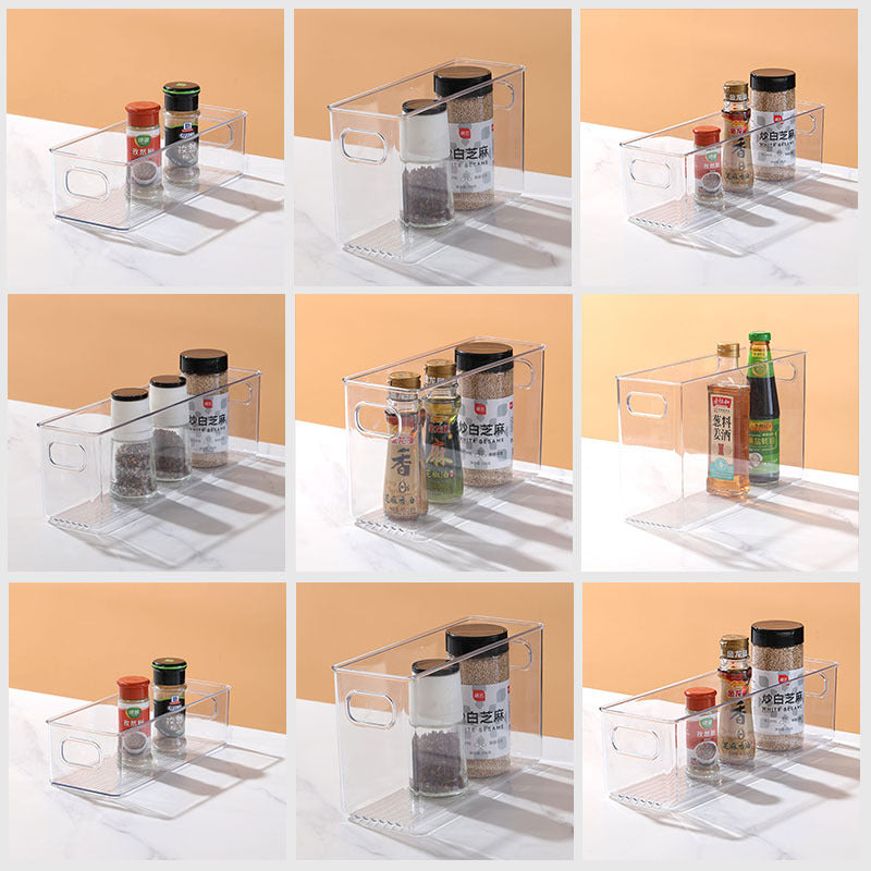 Slim Transparent Storage Box – Narrow Long PET Organizer for Kitchen & Bathroom