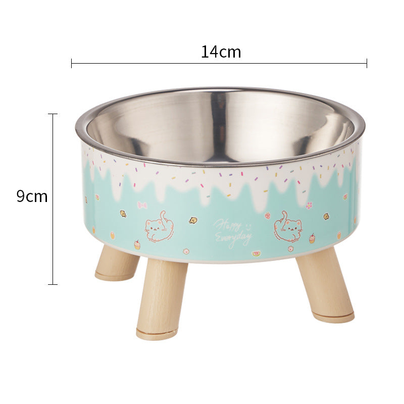 Stainless Steel Cat Bowl with Anti-Slip Base – Elevated Pet Food & Water Bowl