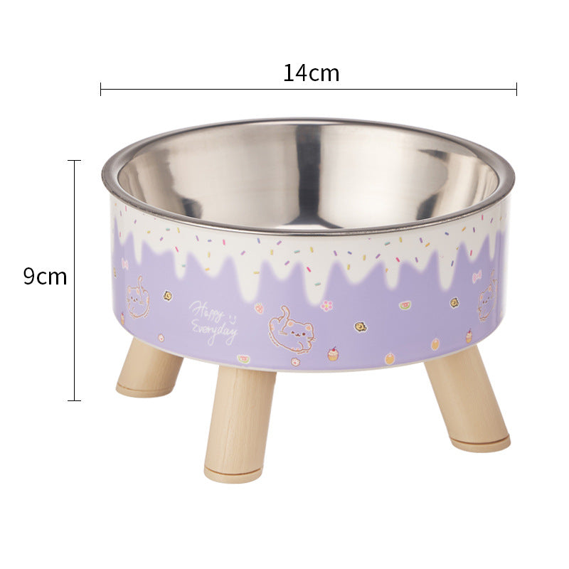 Stainless Steel Cat Bowl with Anti-Slip Base – Elevated Pet Food & Water Bowl